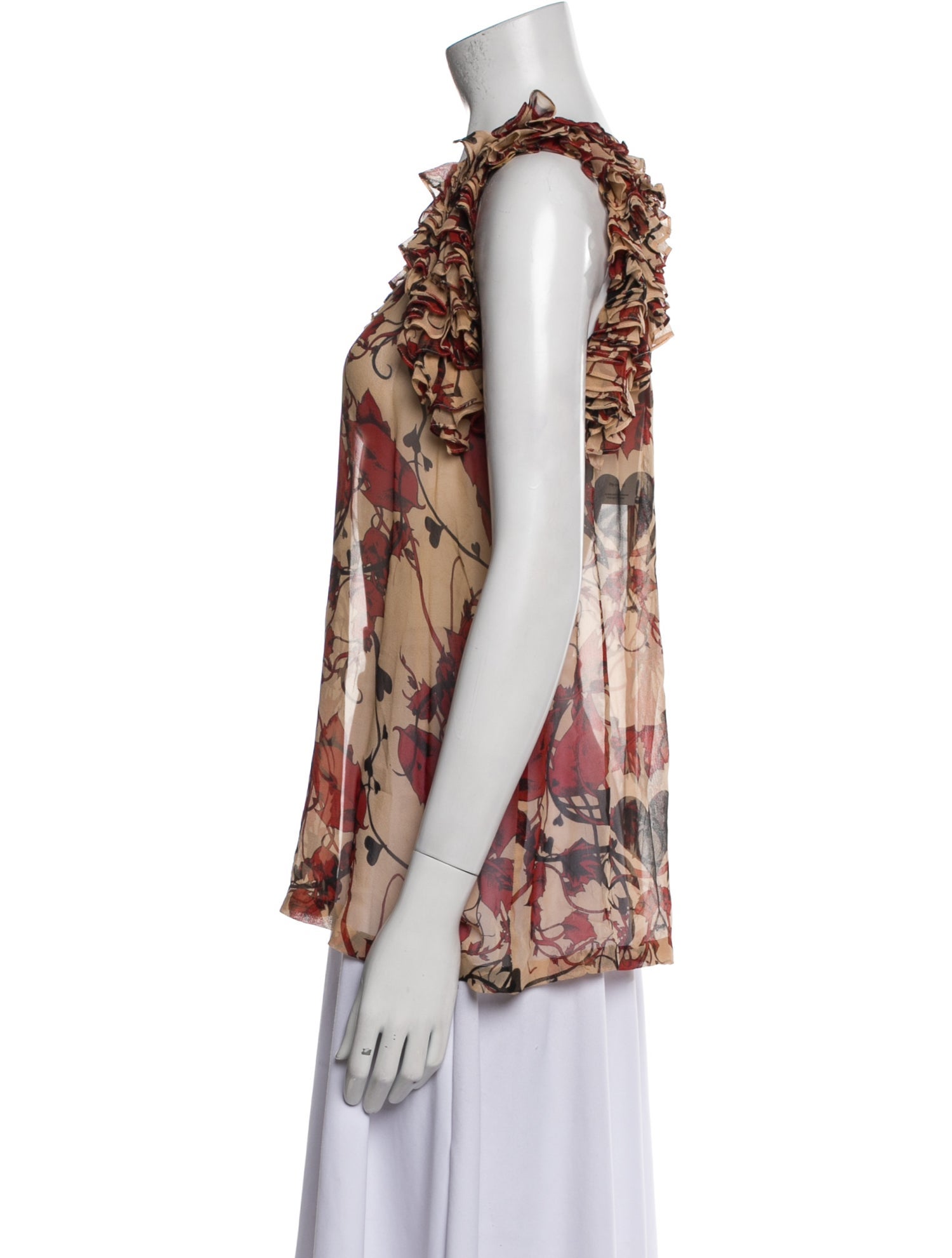 Thomas Wylde Floral Print Bateau Neckline Blouse