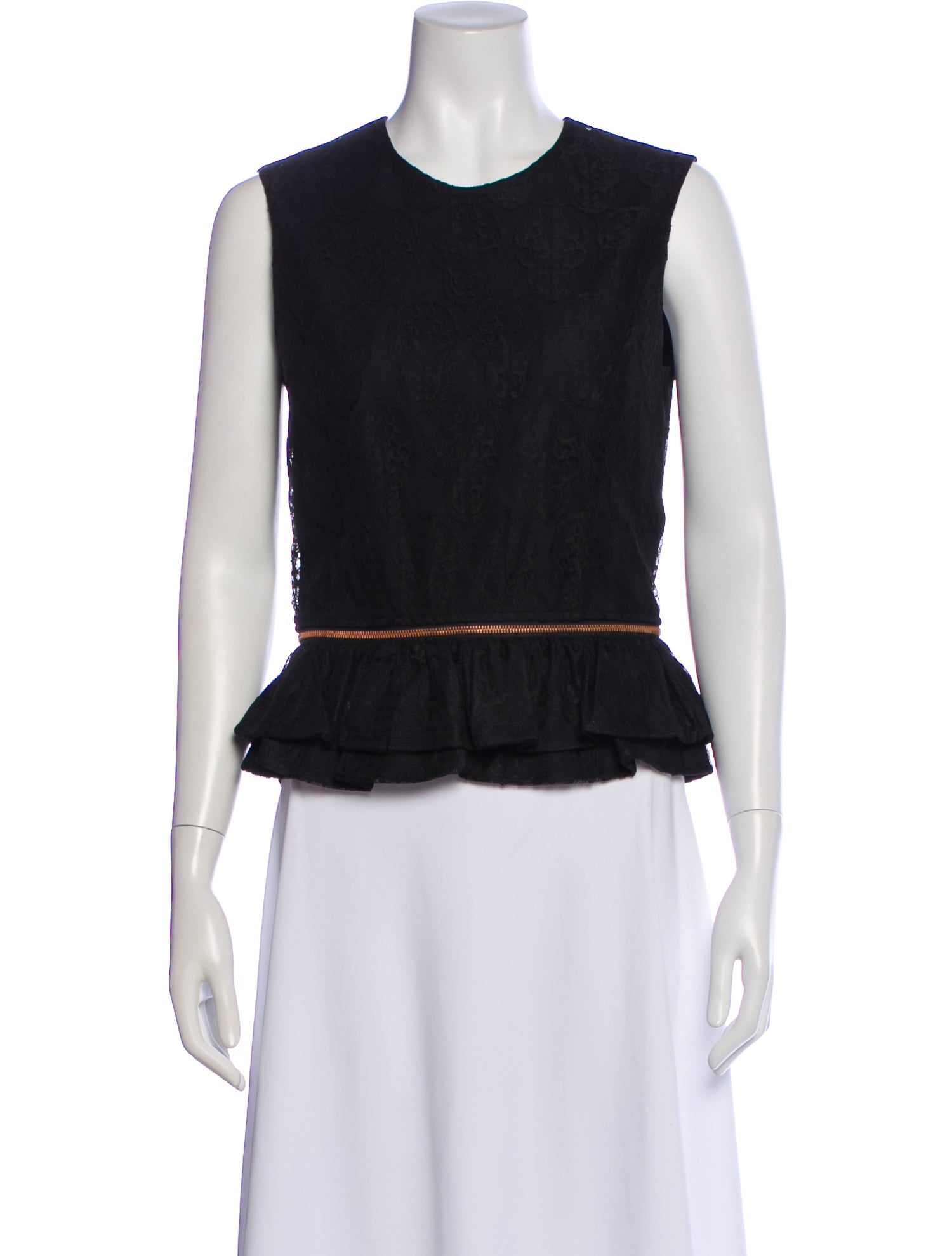 Thomas Wylde Lace Pattern Crew Neck Top