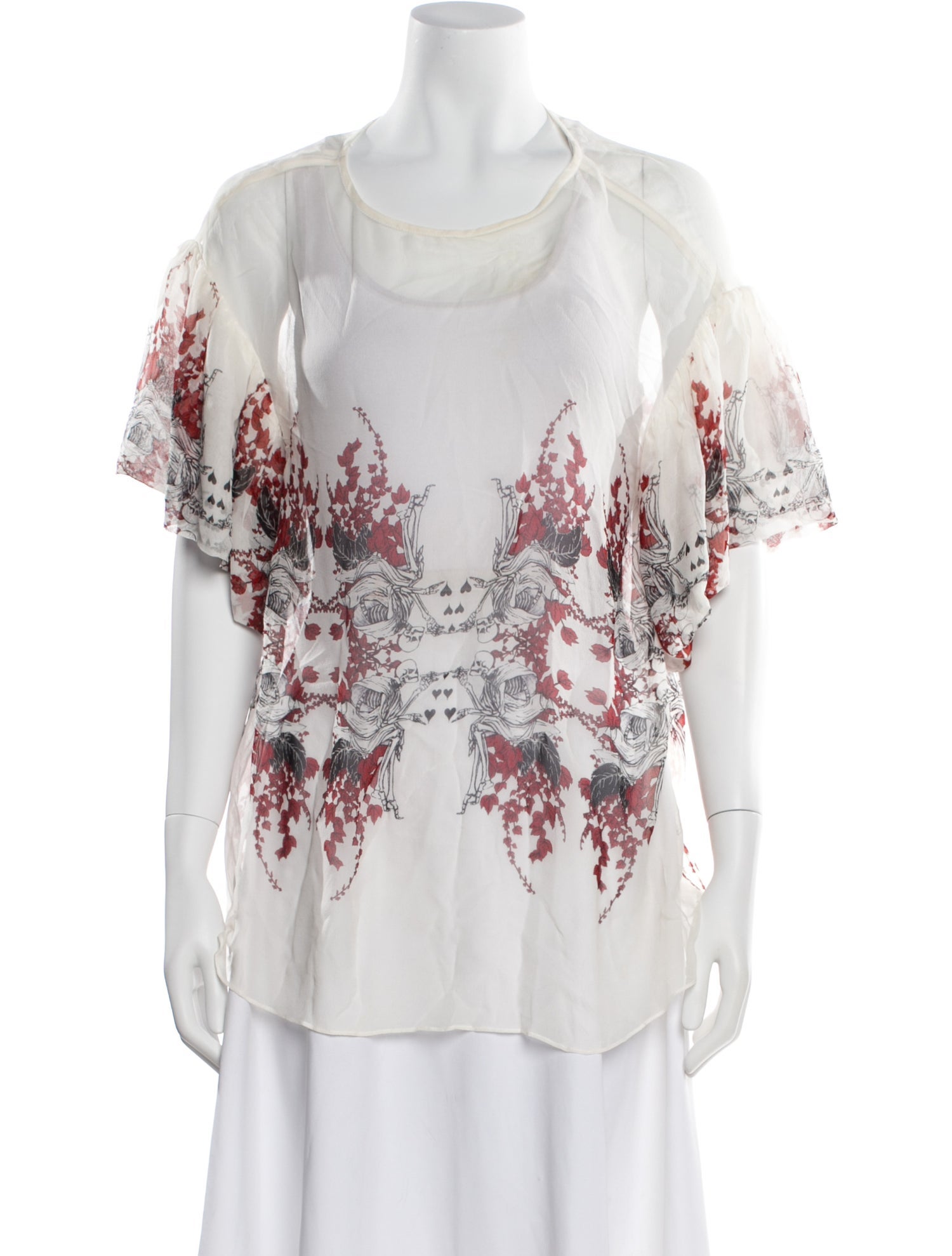 Thomas Wylde Silk Floral Print Top