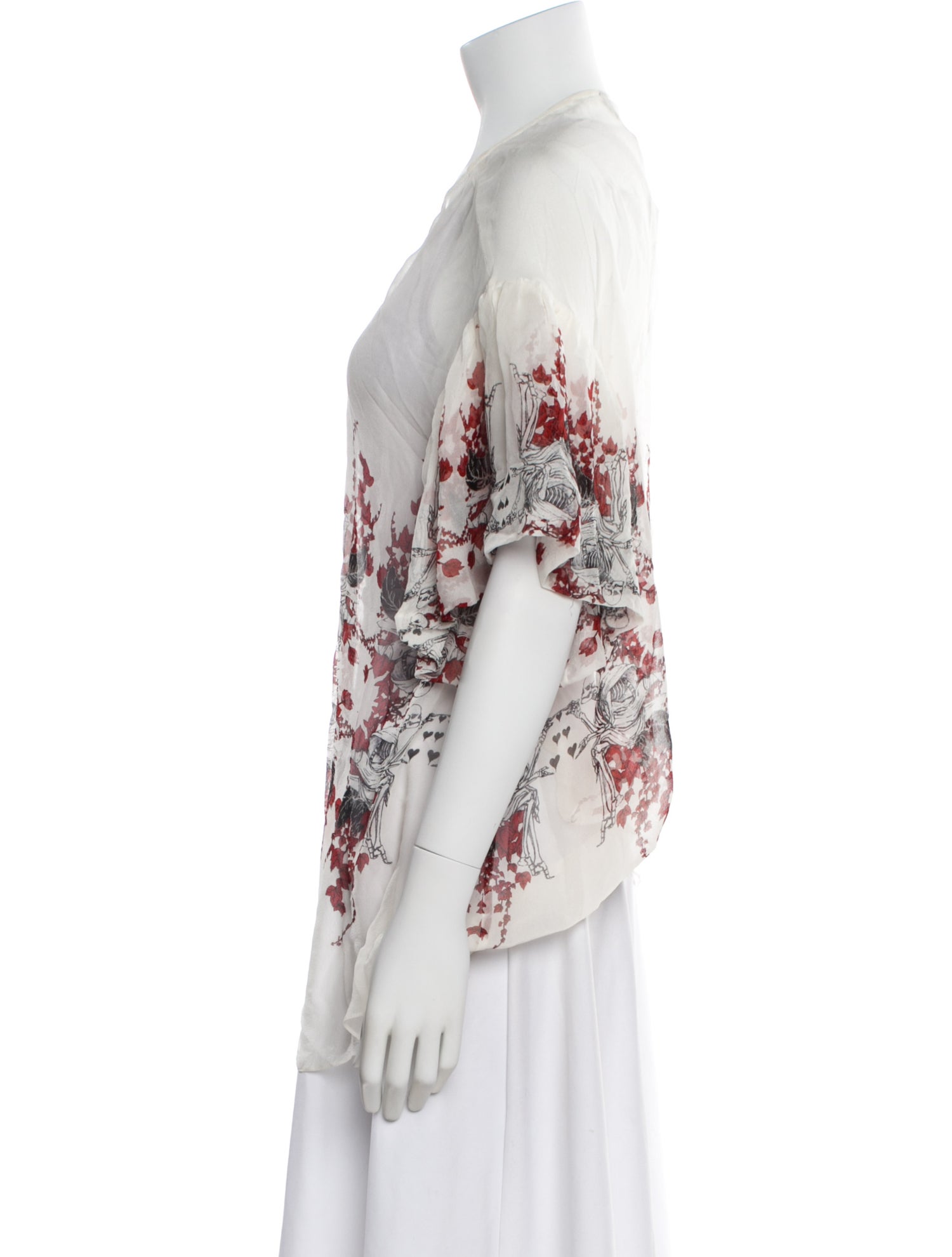 Thomas Wylde Silk Floral Print Top