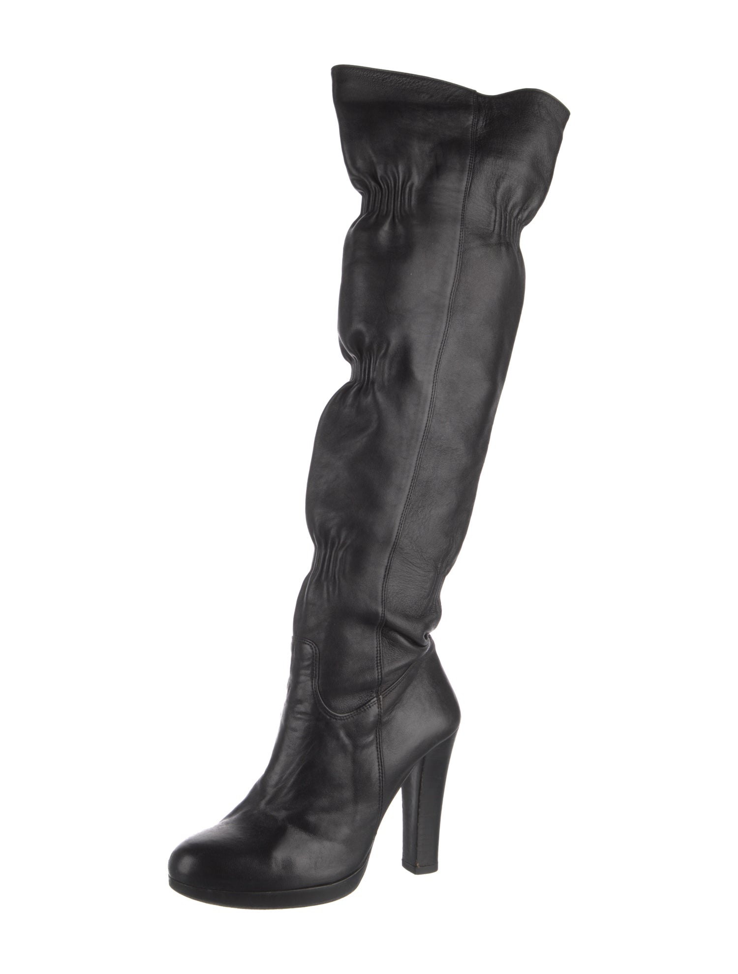 Thomas Wylde Leather Pleated Accents Slouch Boots