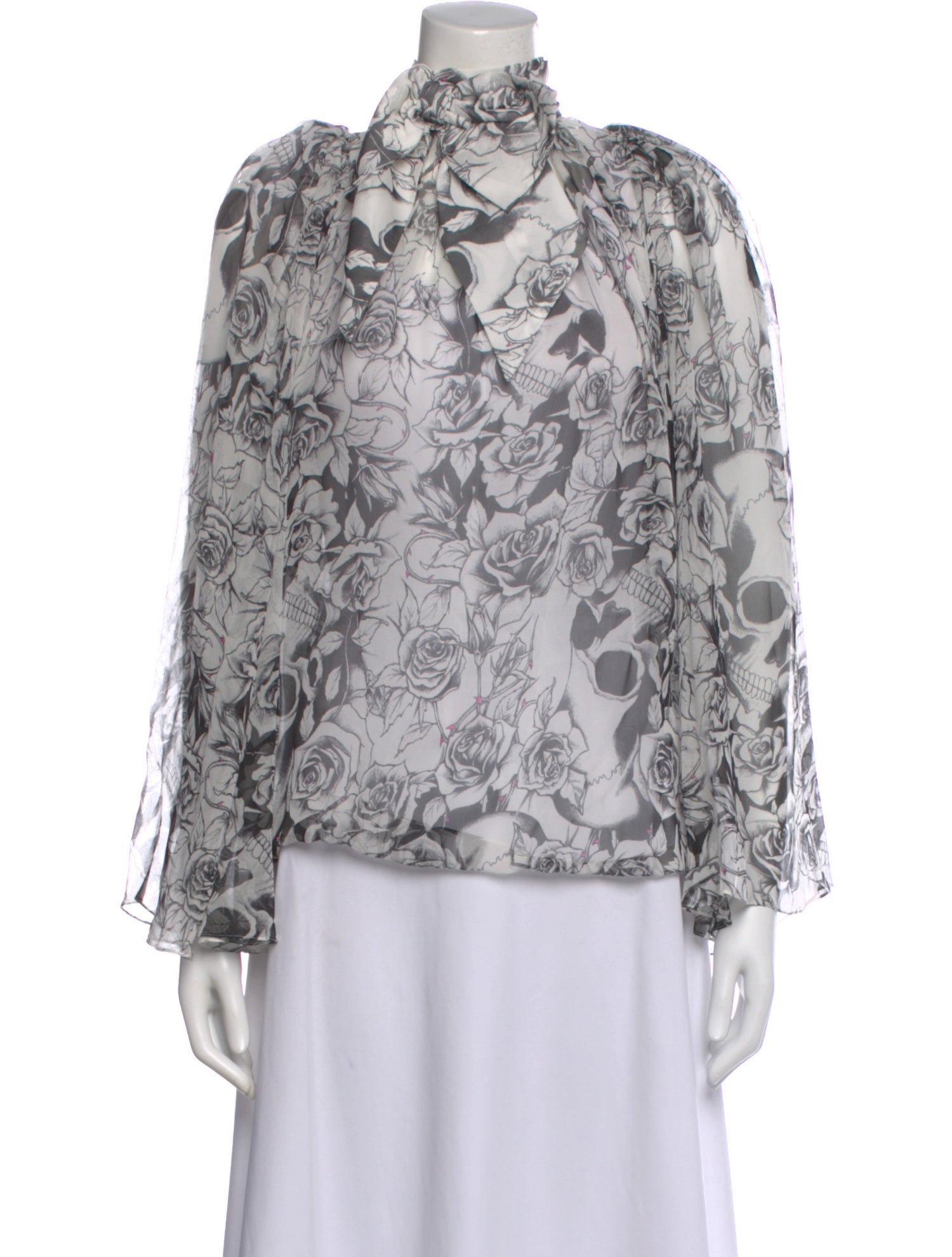 Thomas Wylde Silk Floral Print Blouse