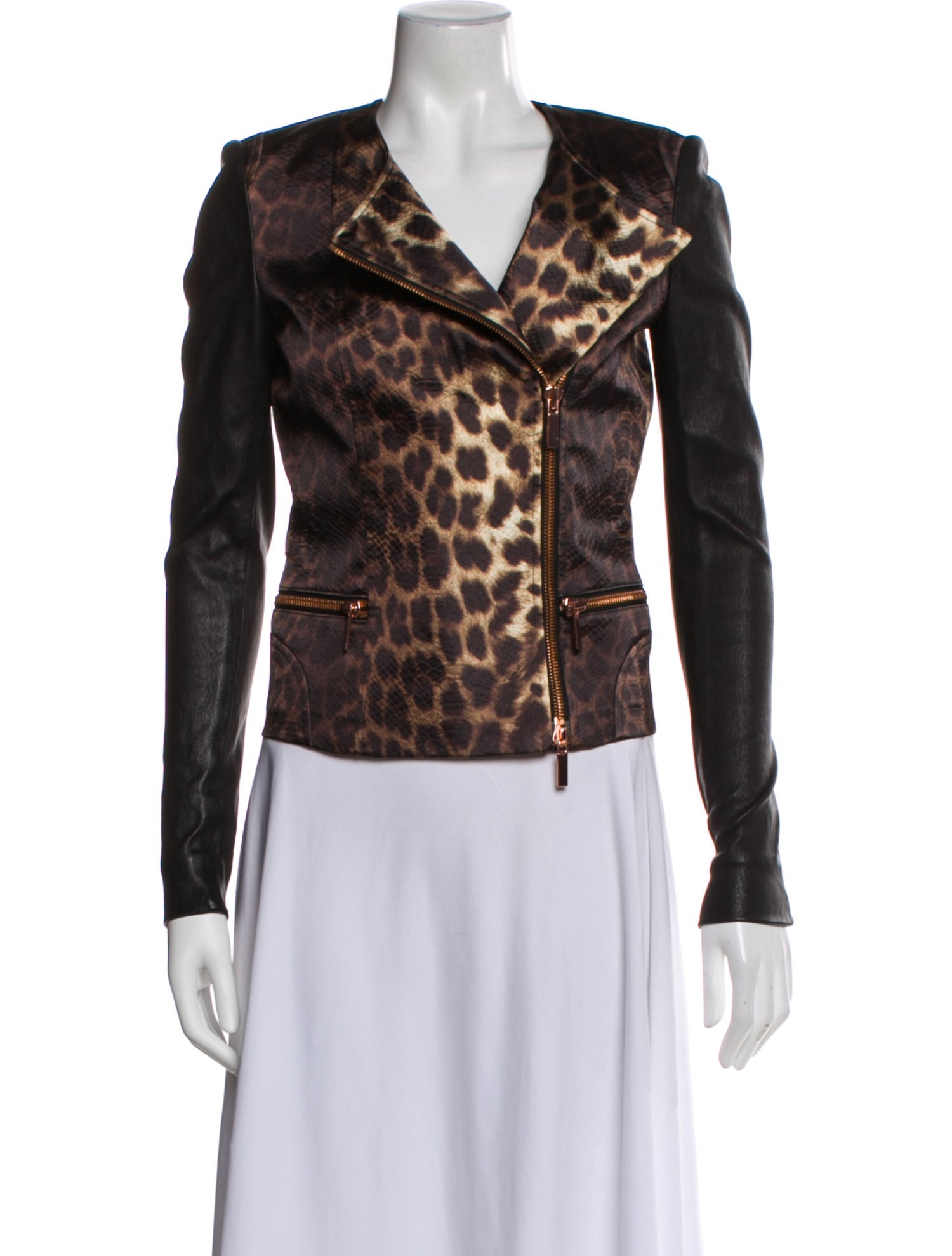 Thomas Wylde Animal Print Biker Jacket