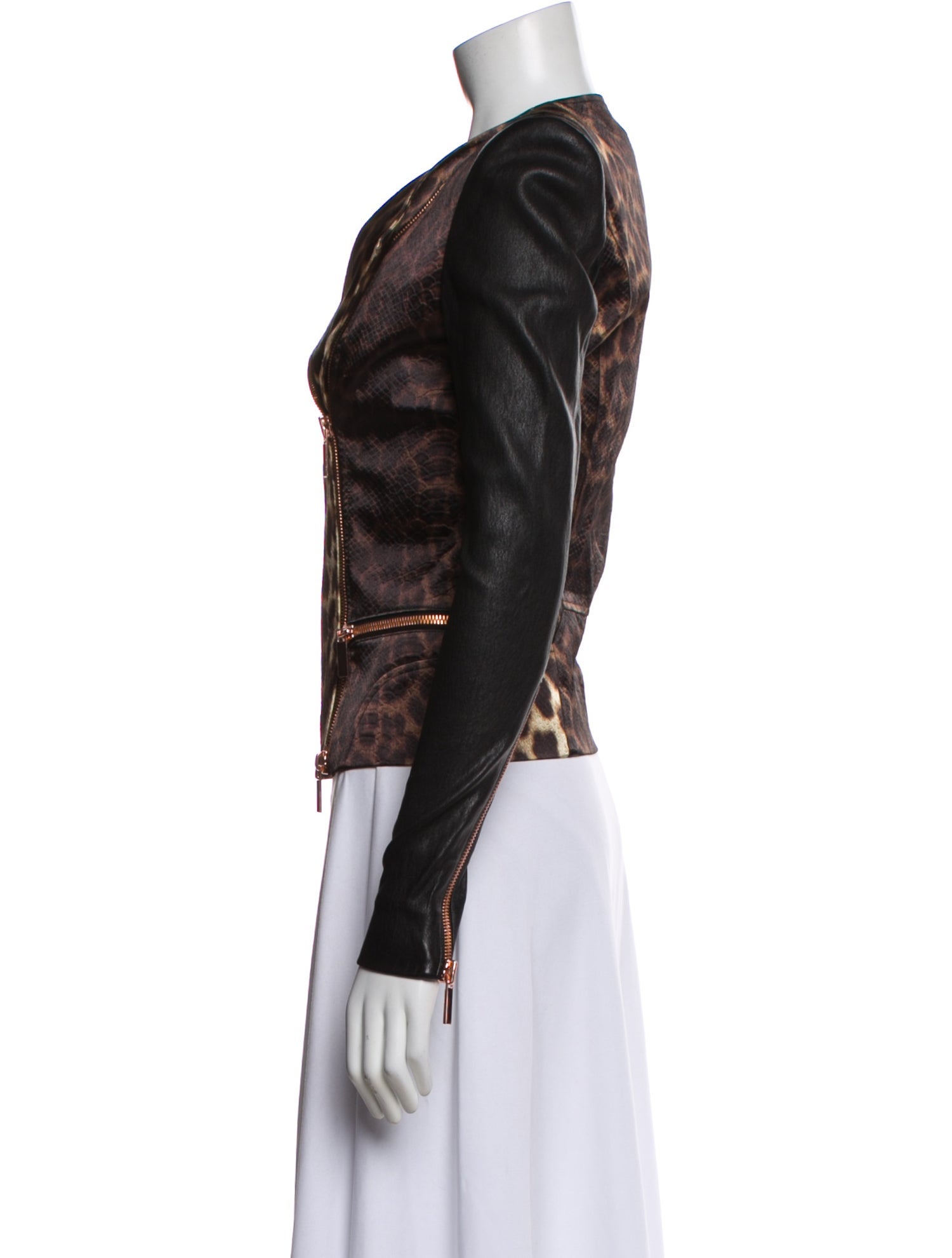 Thomas Wylde Animal Print Biker Jacket