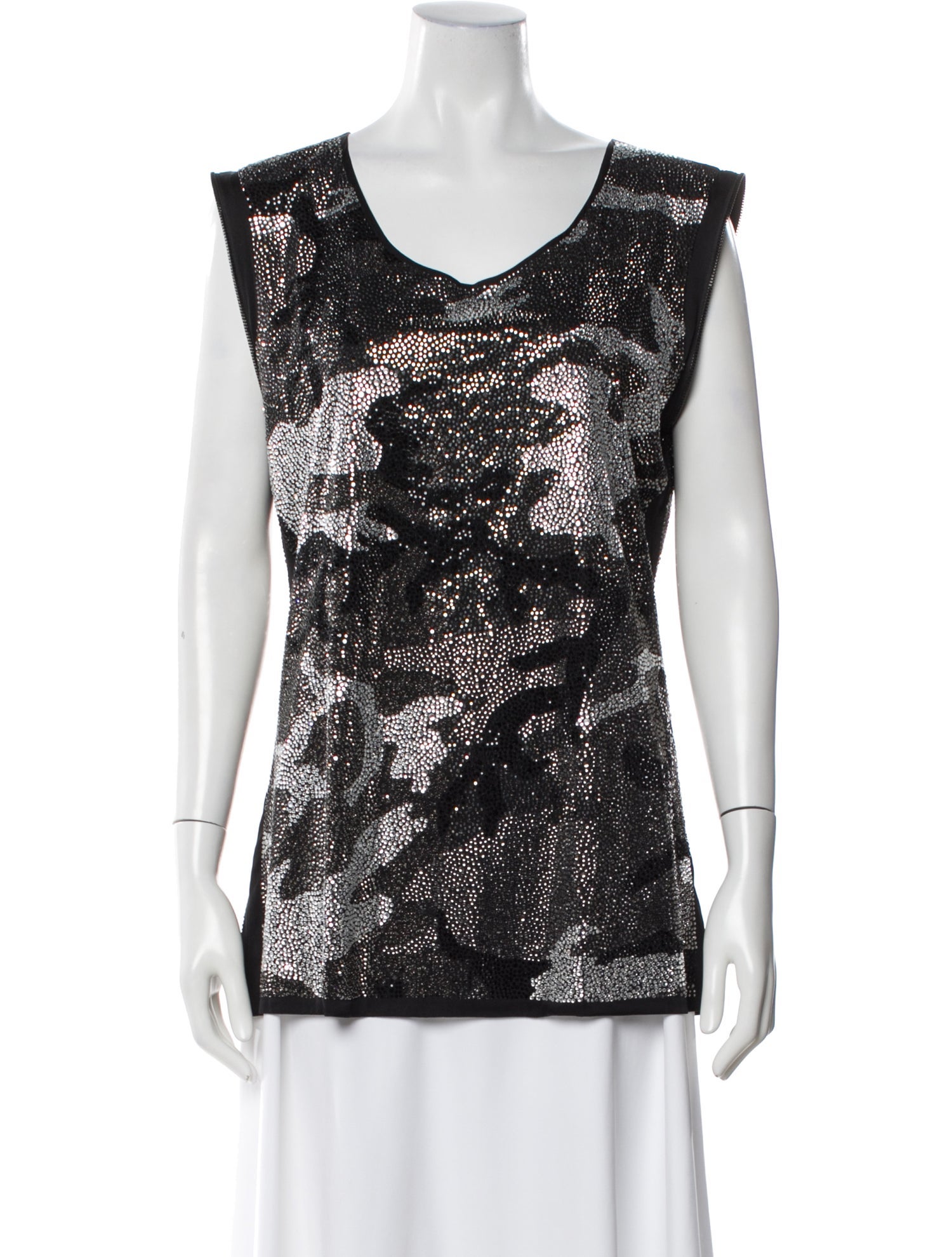 Thomas Wylde Camouflage Print V-Neck Top