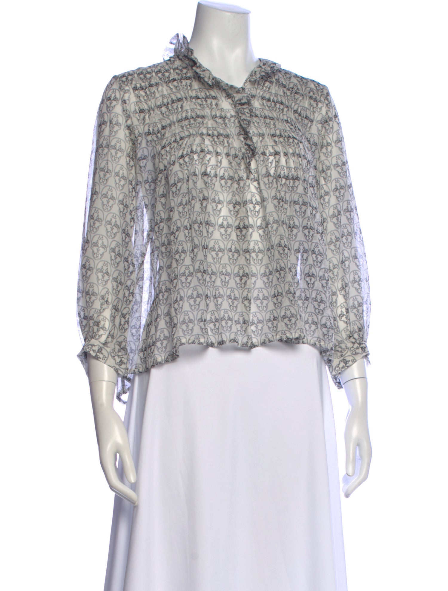 Thomas Wylde Graphic Print Tie Neck Blouse