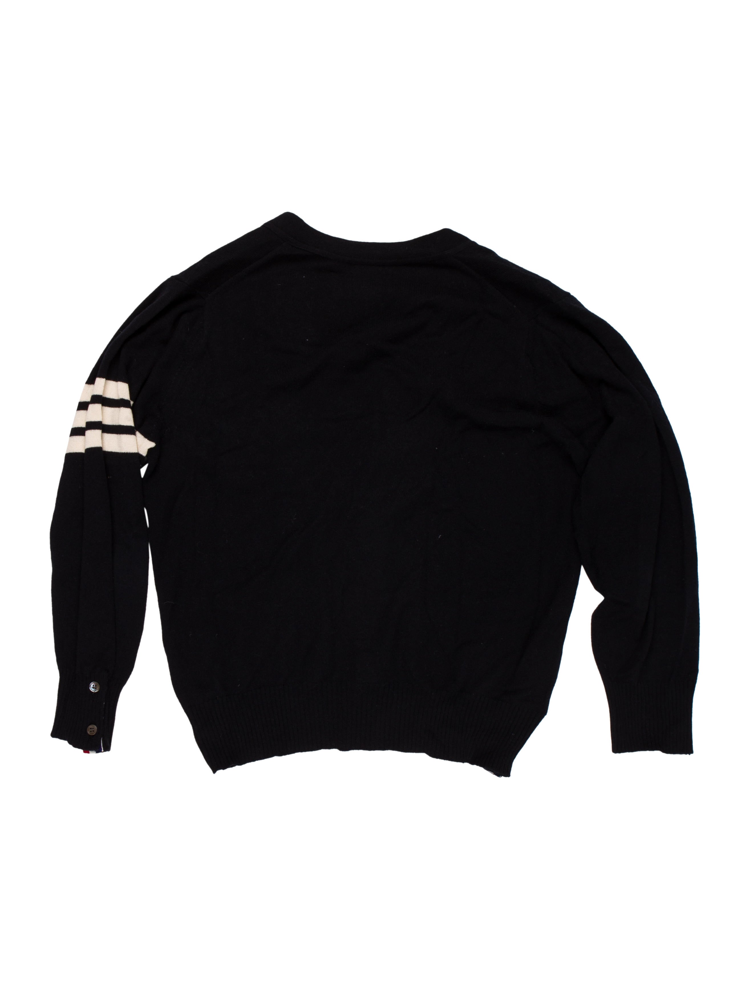 Thom Browne 3-Bar Striped Cashmere Cardigan - Black Sweaters