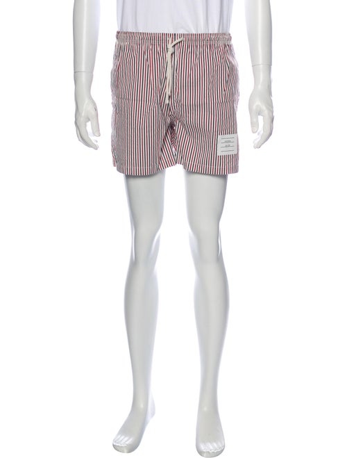 Thom Browne Striped Swim Trunks Red