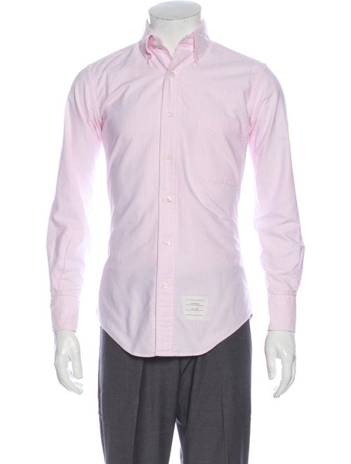 Thom Browne Striped Long Sleeve Dress Shirt Pink