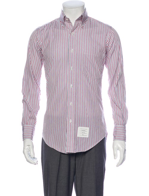Thom Browne Striped Long Sleeve Dress Shirt White