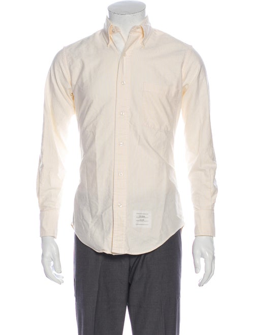 Thom Browne Striped Long Sleeve Dress Shirt Yellow