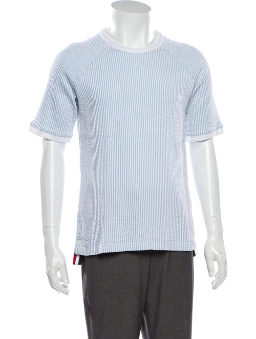 Thom Browne Seersucker Ringer Striped T-Shirt Blue