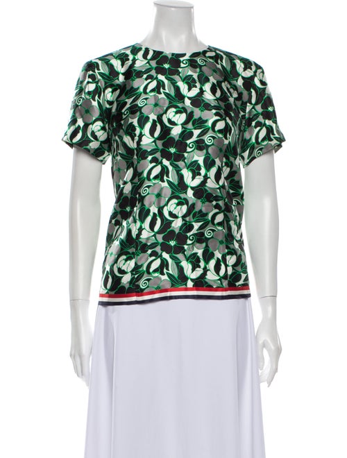Thom Browne Silk Printed T-Shirt Green