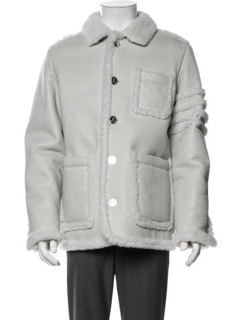 Thom Browne 4-Bar Shearling Sack Shearling Peacoat
