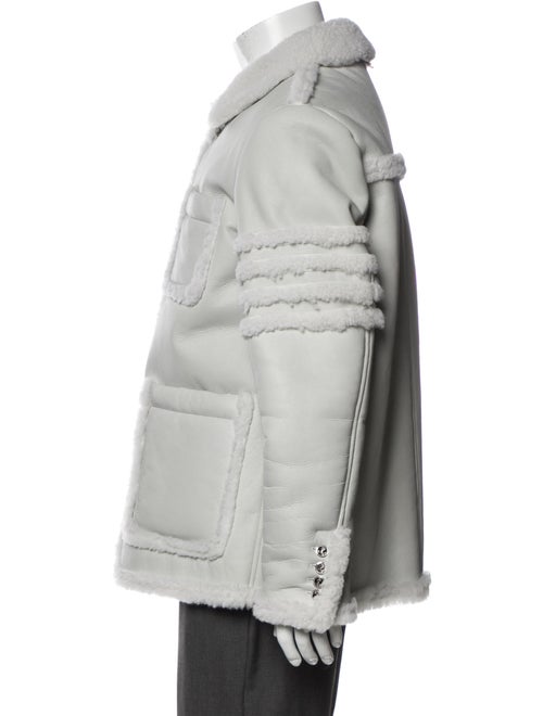 Thom Browne 4-Bar Shearling Sack Shearling Peacoat