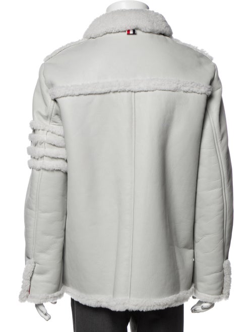 Thom Browne 4-Bar Shearling Sack Shearling Peacoat
