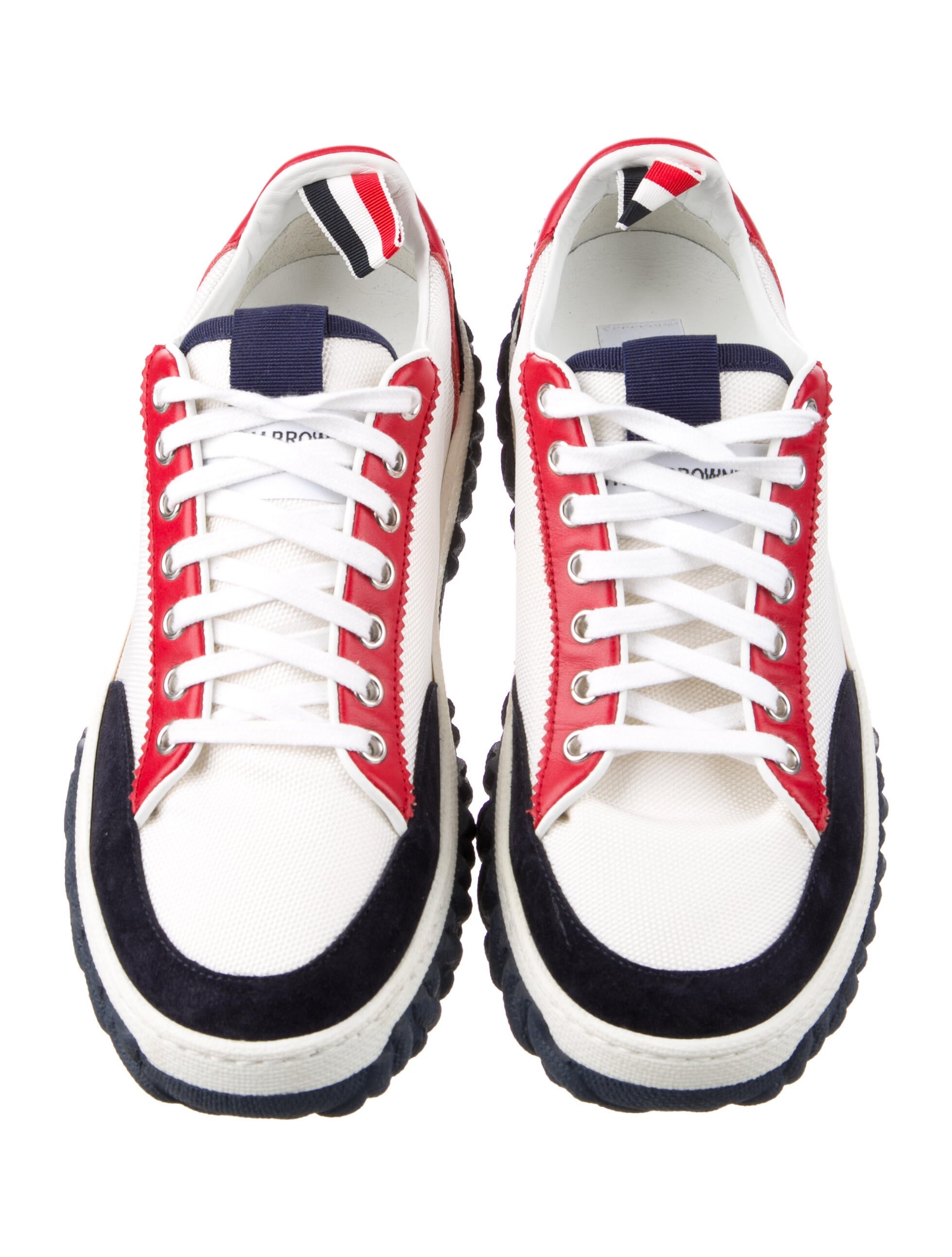 Thom Browne Leather Colorblock Pattern Sneakers - White Sneakers