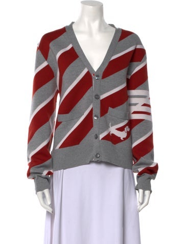 Thom Browne Sweaters Virgin Wool Striped Cardigan M