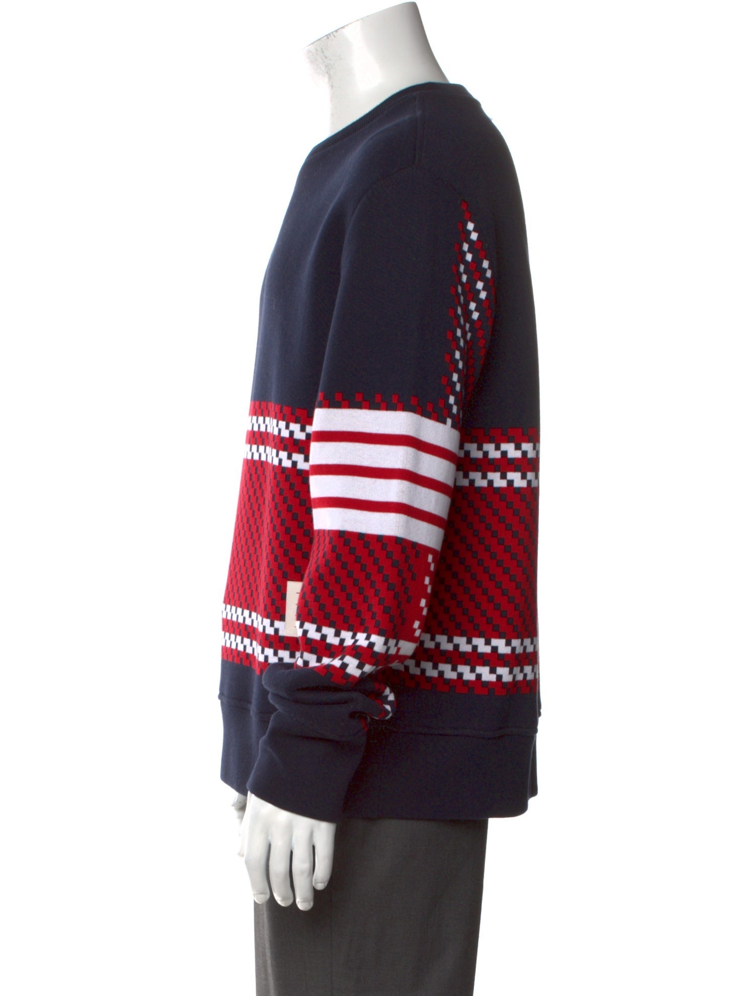 Thom Browne Colorblock Pattern Crew Neck Sweatshirt