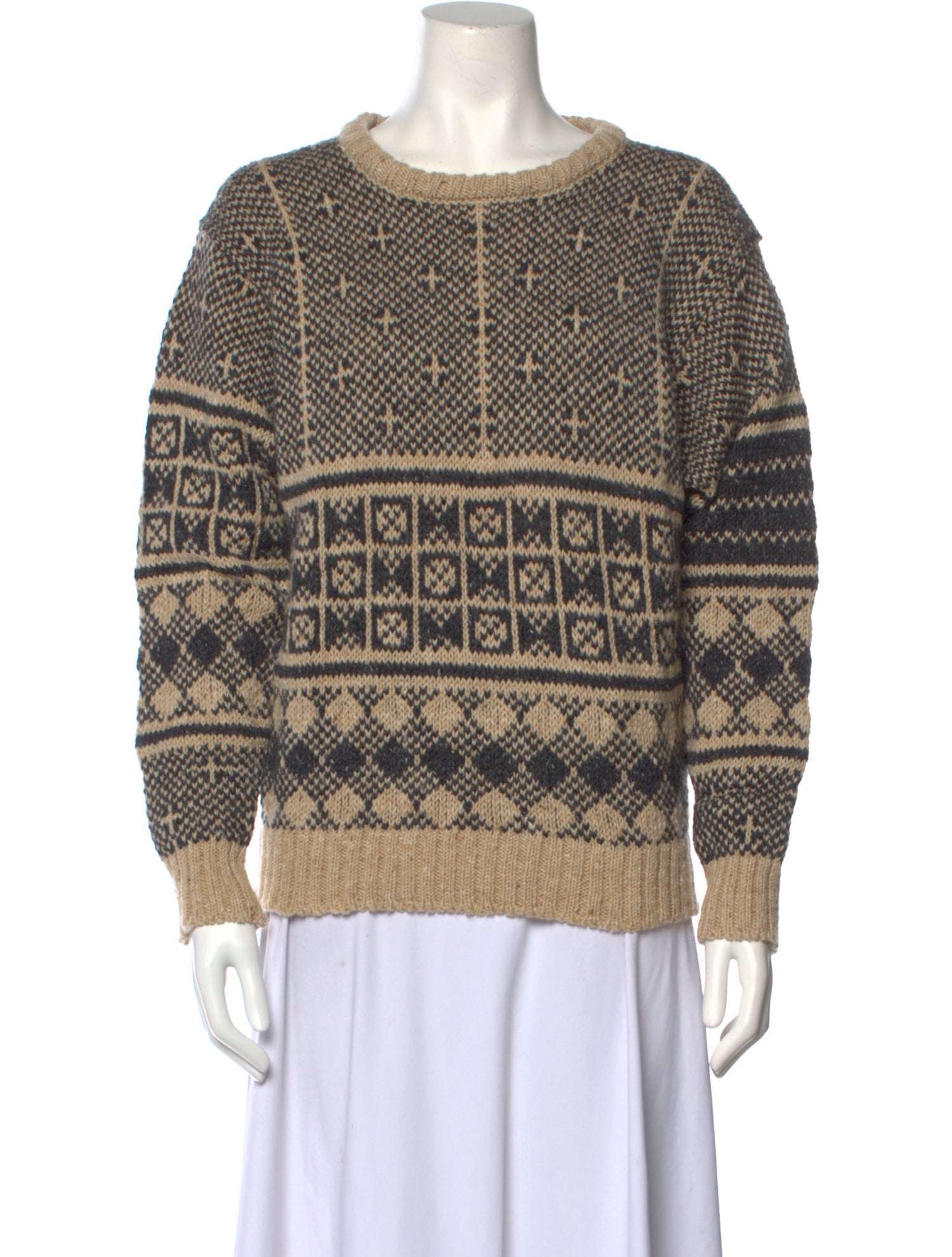 Thom Browne Wool Printed Sweater Neutrals Knitwear Clothing thom-browne-wool-printed-sweater-neutrals-knitwear-clothing
