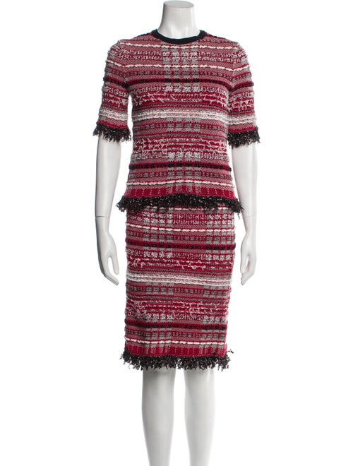 Thom Browne Tweed Pattern Fringe Trim Accent Skirt Set