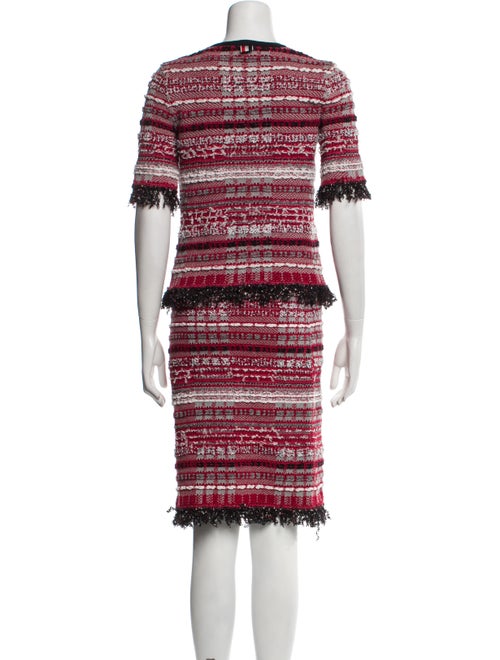 Thom Browne Tweed Pattern Fringe Trim Accent Skirt Set