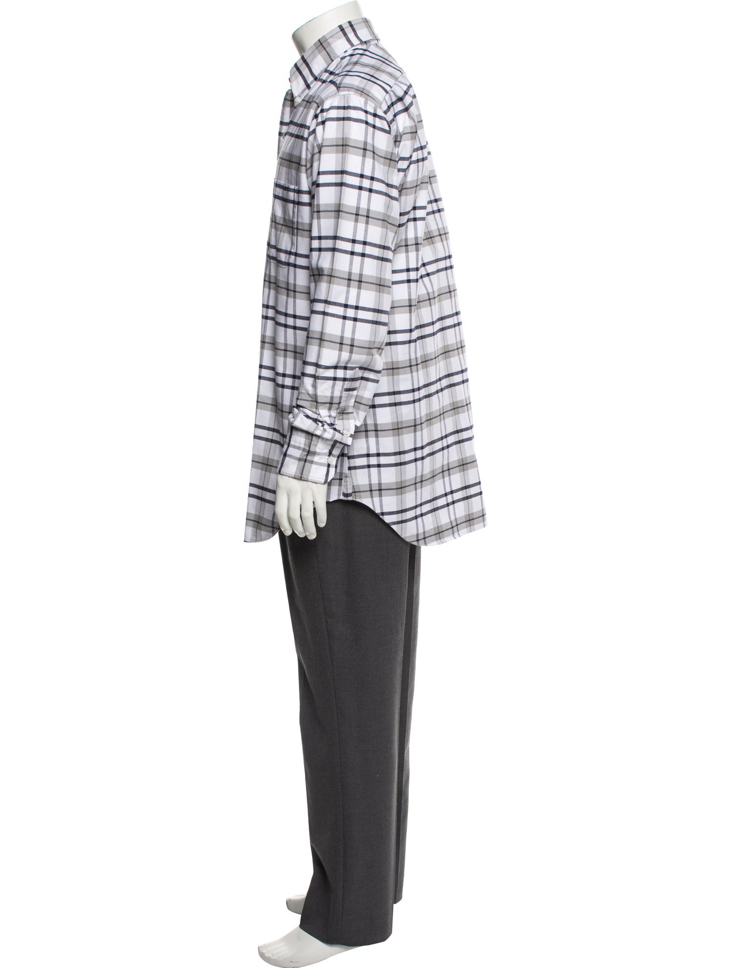 Thom Browne Plaid Print Long Sleeve Shirt