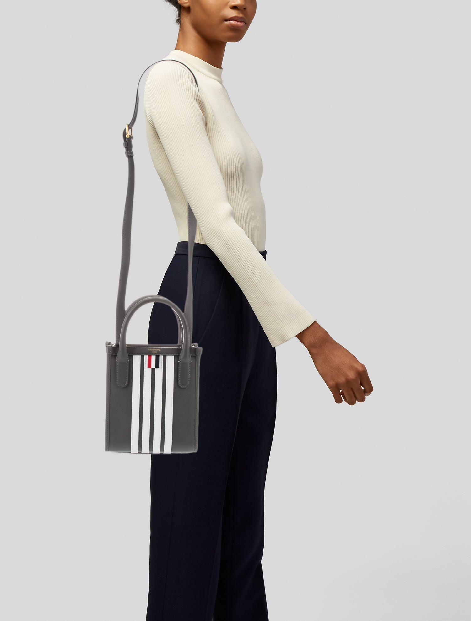 Thom Browne Leather Top Handle Bag