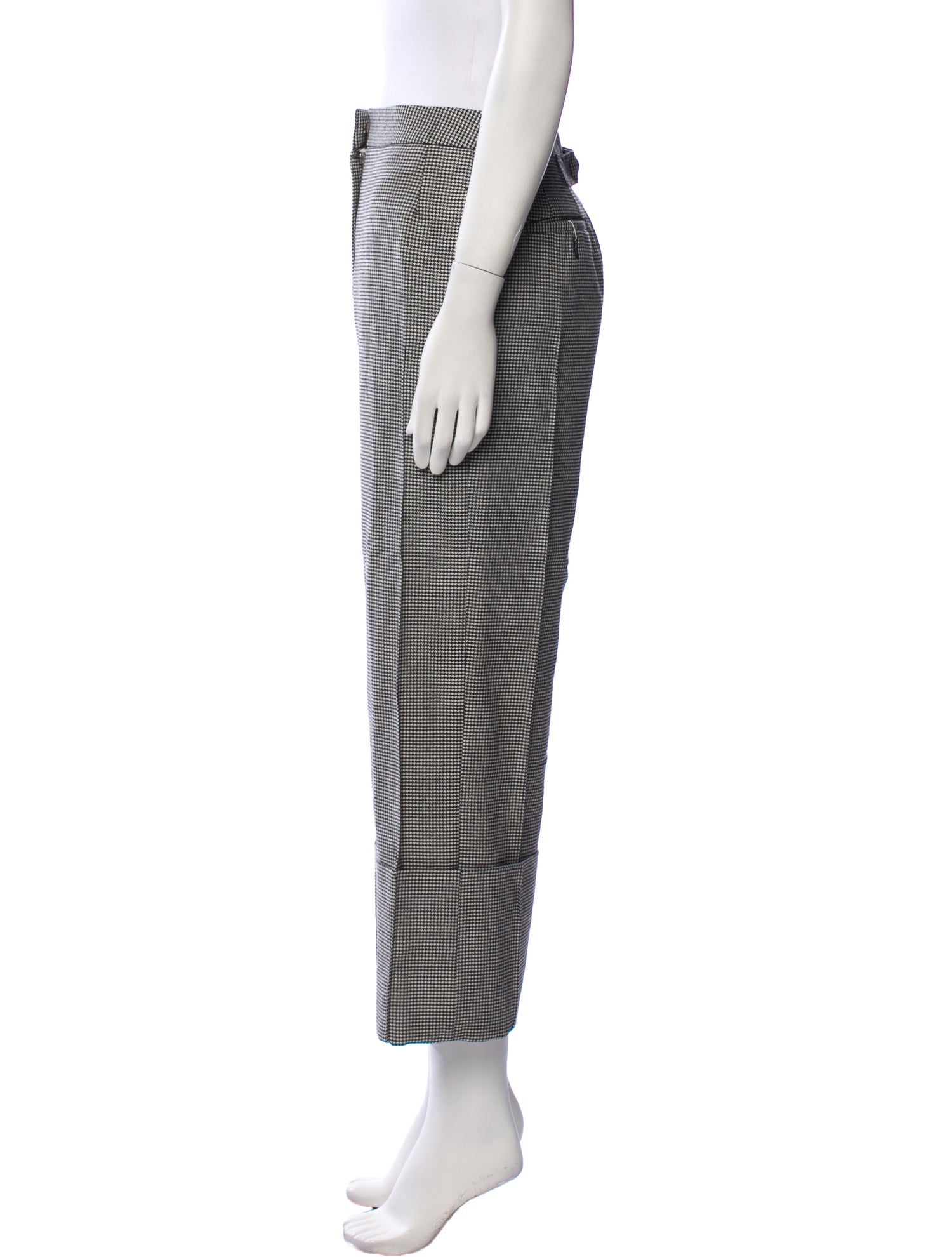 Thom Browne Houndstooth Print Cropped Wide Leg Pants