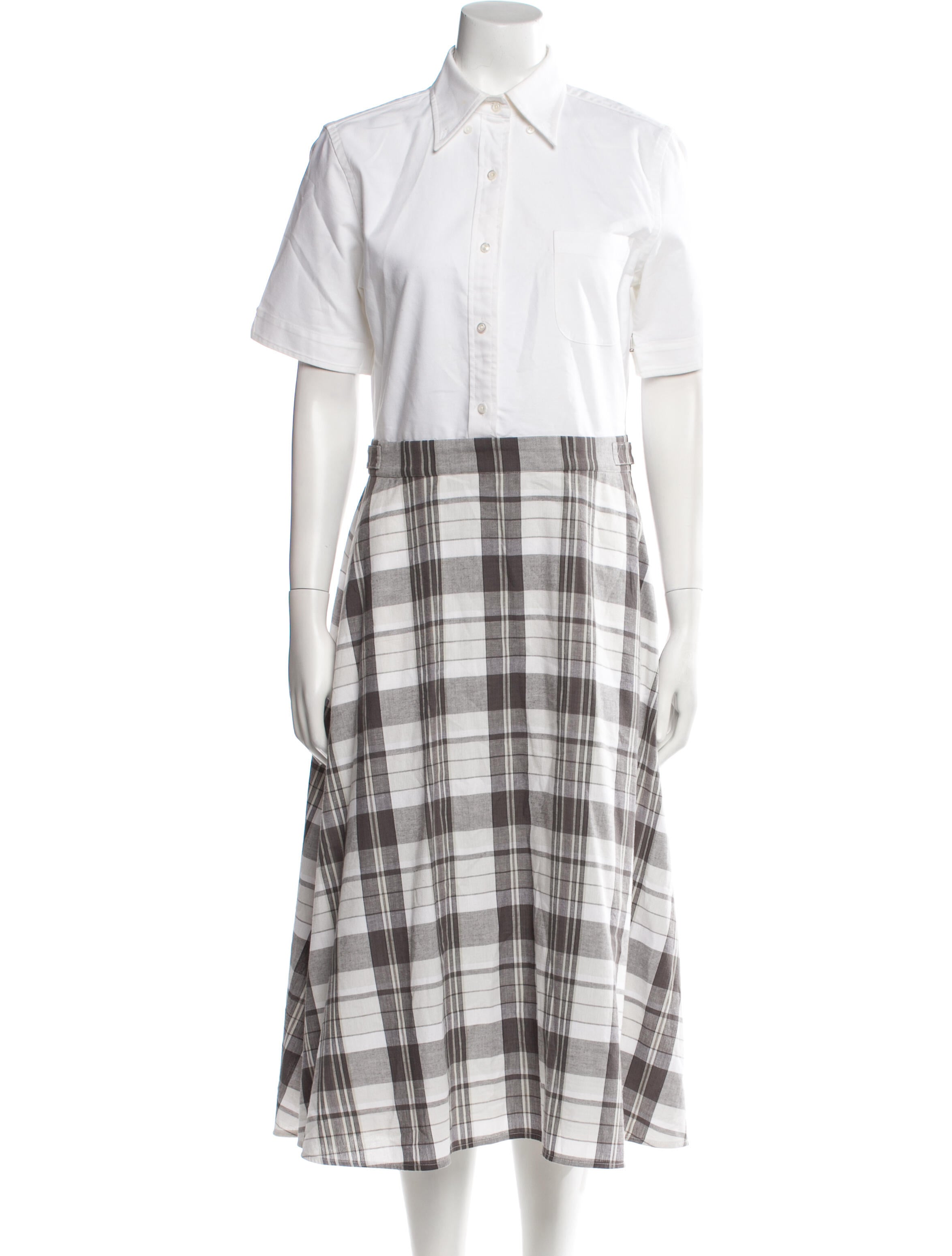 Thom Browne Plaid Print Long Dress