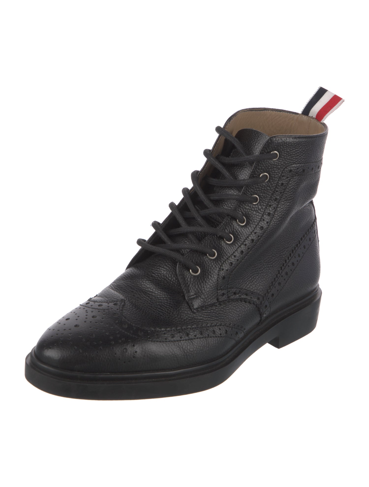 Thom Browne Leather Printed Combat Boots