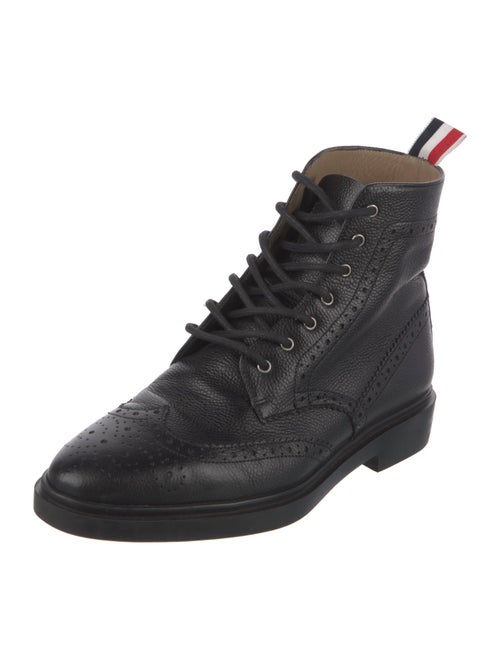 Thom Browne Leather Printed Combat Boots