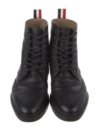 Thom Browne Leather Printed Combat Boots