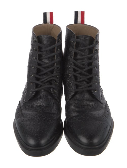 Thom Browne Leather Printed Combat Boots