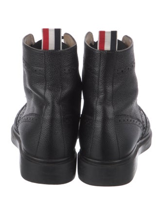 Thom Browne Leather Printed Combat Boots
