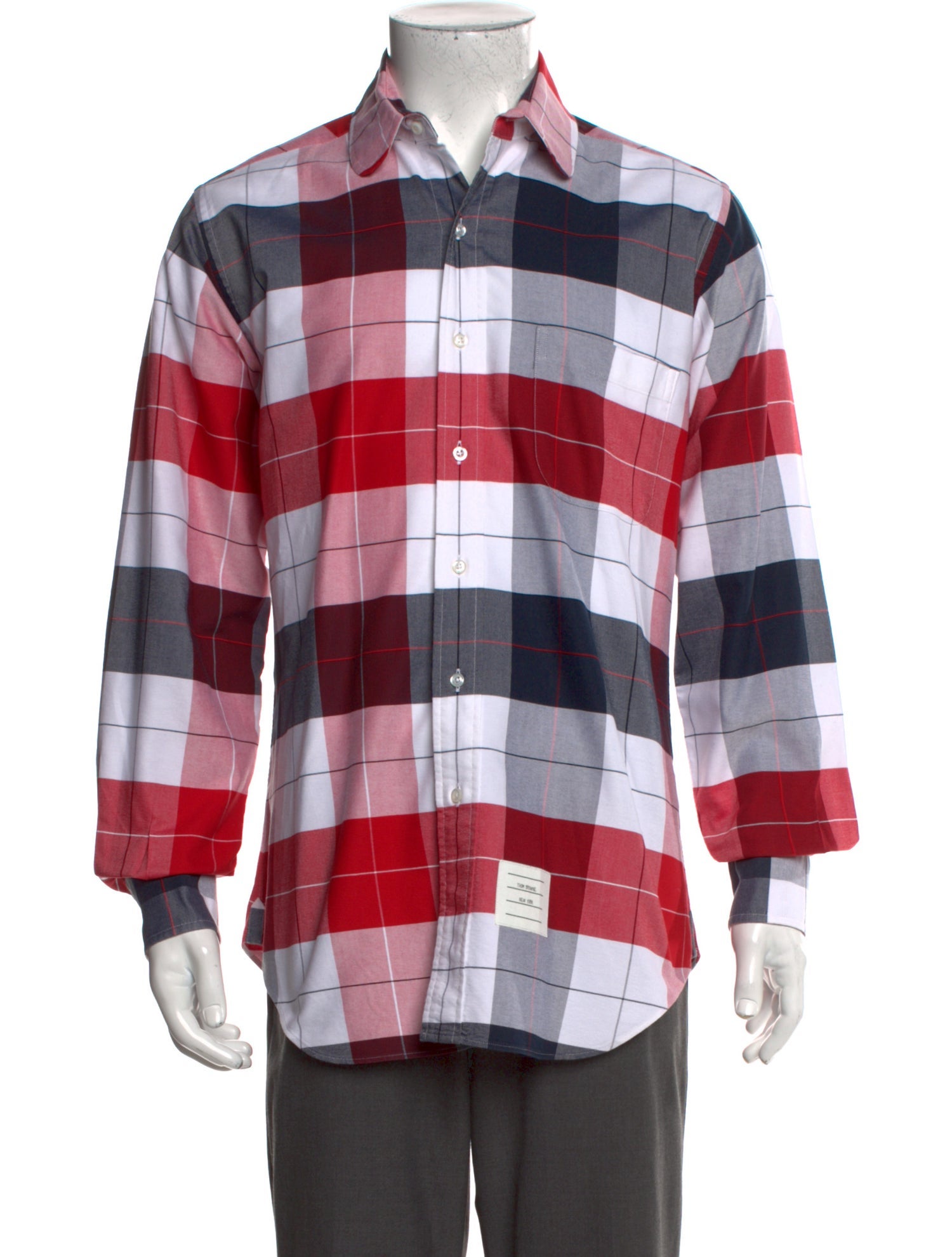Thom Browne Plaid Print Long Sleeve Shirt