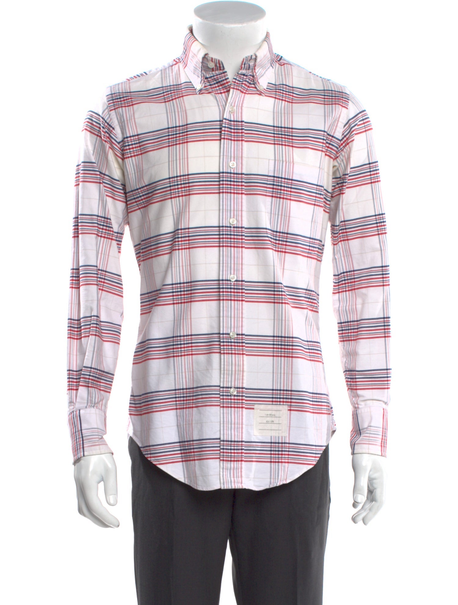 Thom Browne Plaid Print Long Sleeve Shirt