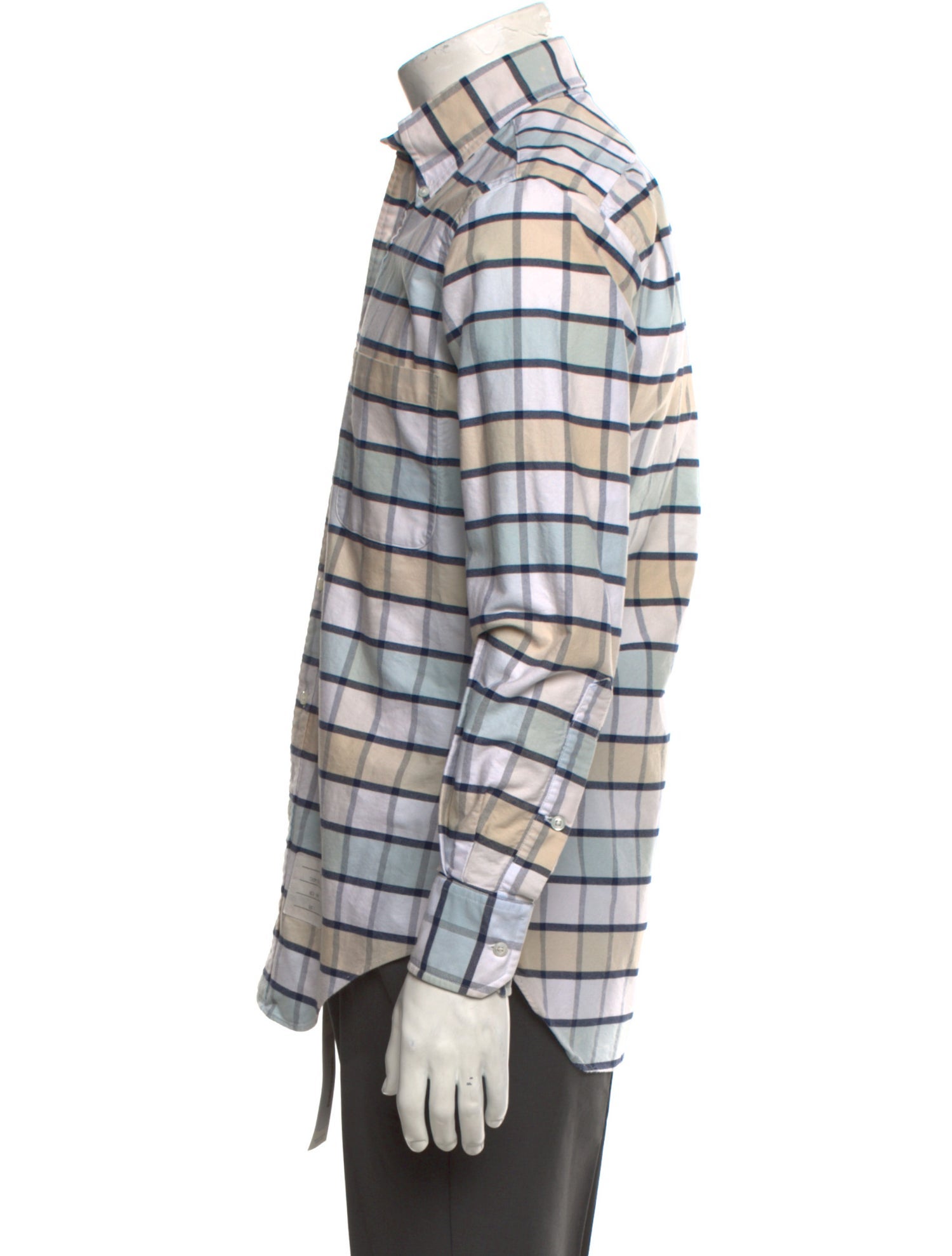 Thom Browne Plaid Print Long Sleeve Shirt