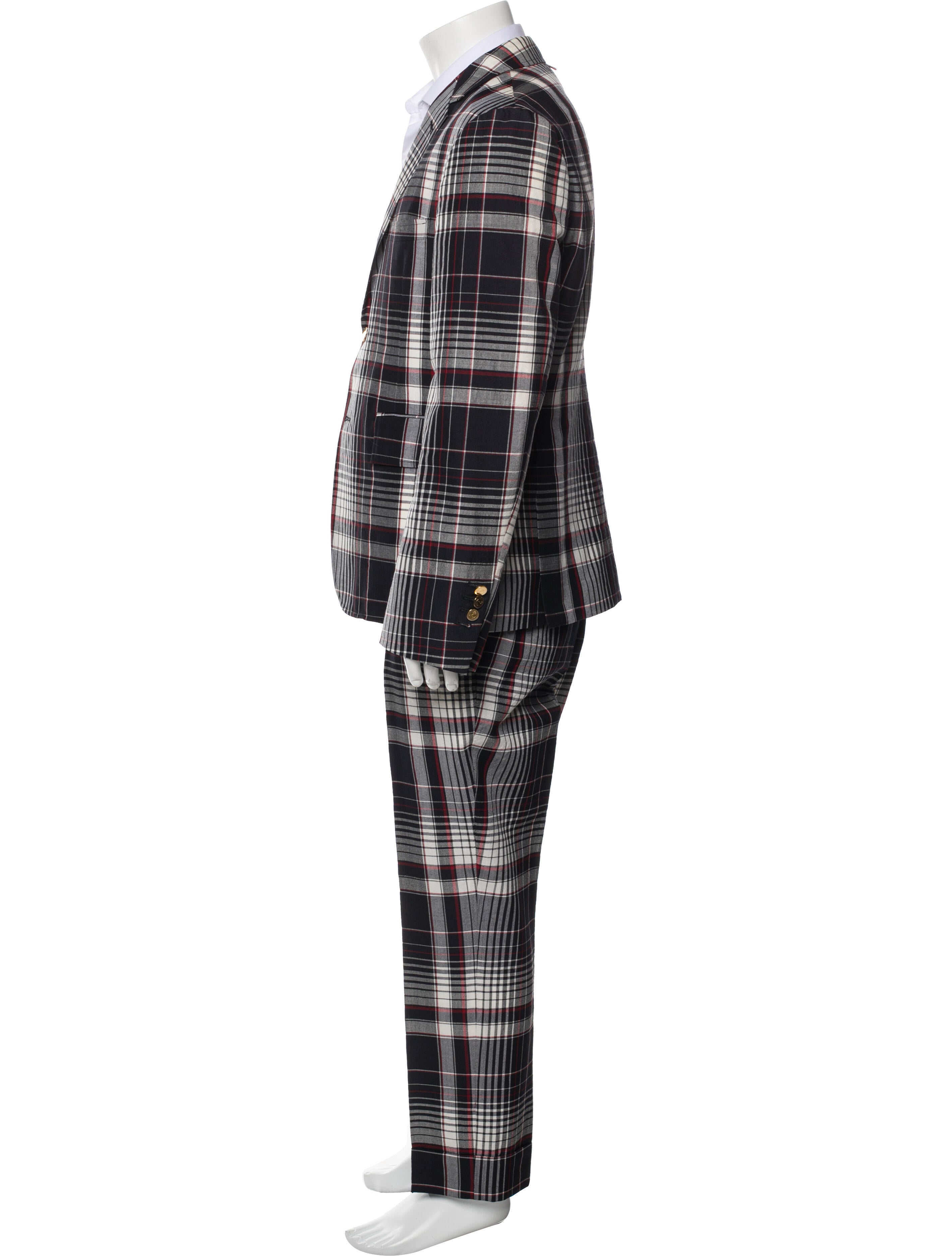 Thom Browne Wool Plaid Print Two-Piece Suit