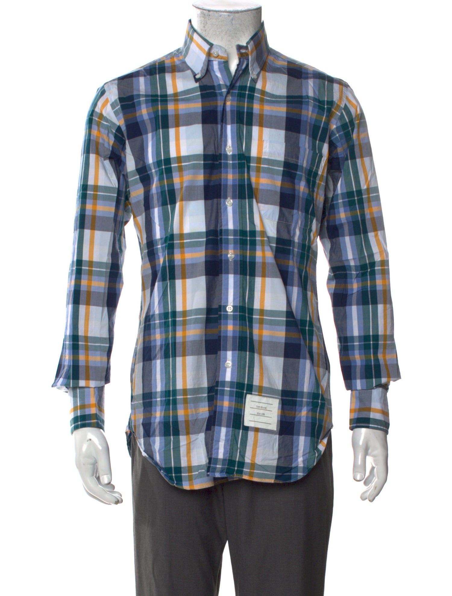 Thom Browne Plaid Print Long Sleeve Shirt