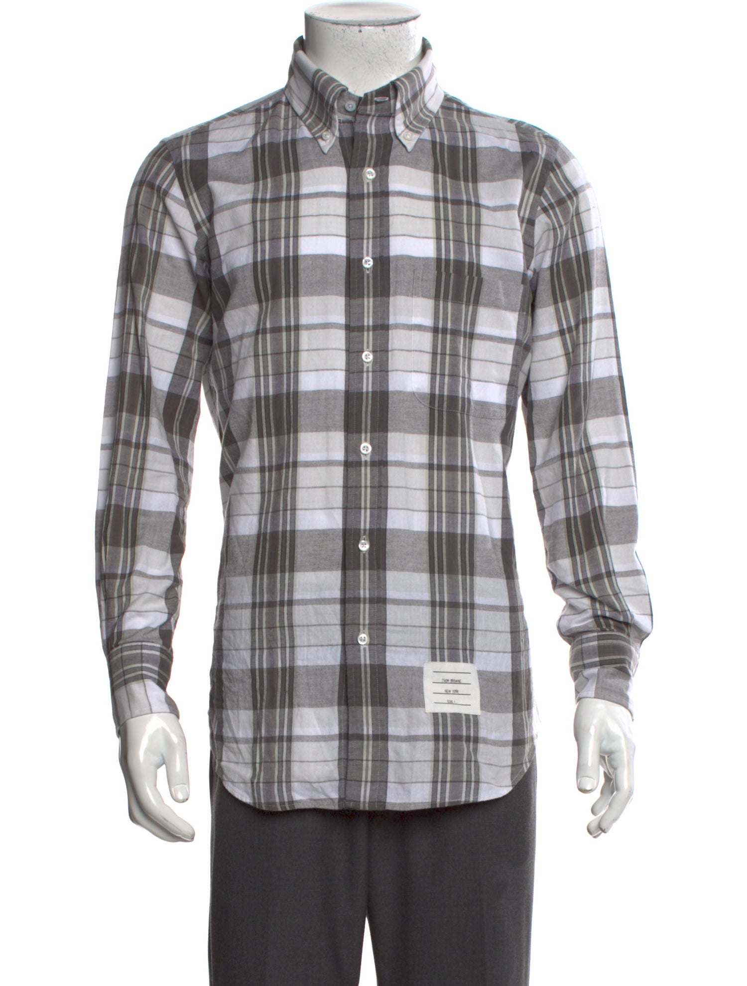 Thom Browne Plaid Print Long Sleeve Shirt