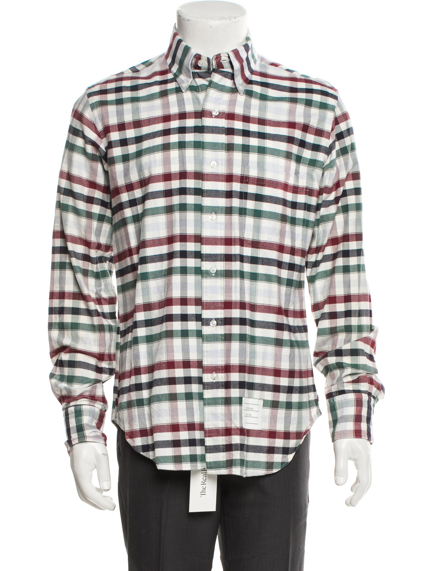 Thom Browne Plaid Print Long Sleeve Shirt