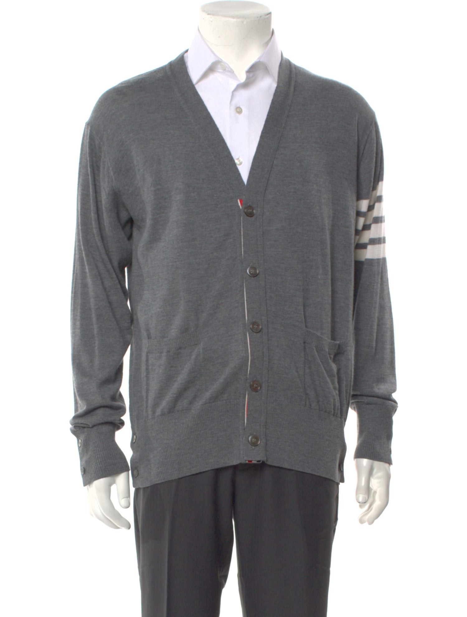 Thom Browne 4-Bar V-neck Wool Cardigan
