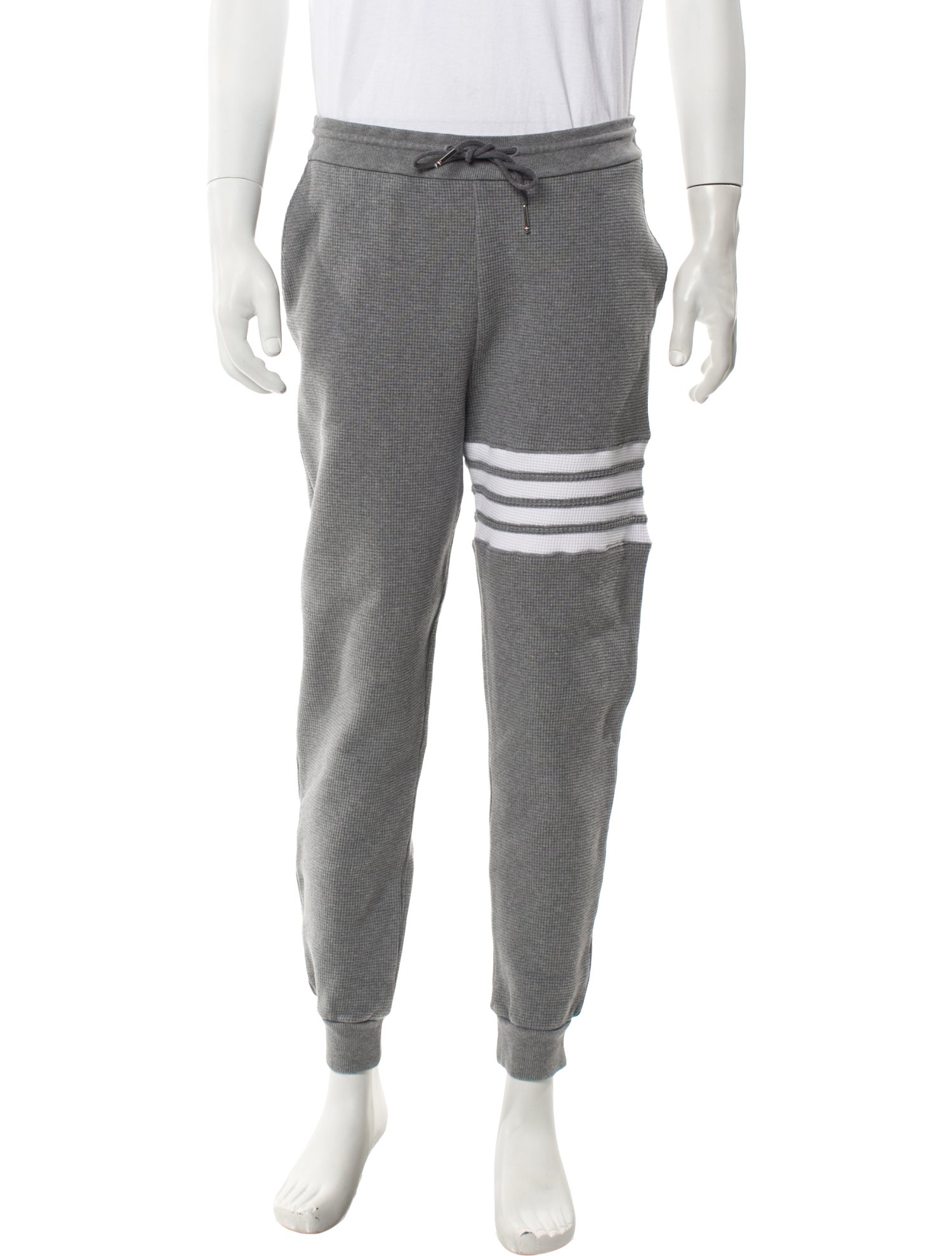 Thom Browne Waffle 4-Bar Striped Lounge Bottoms