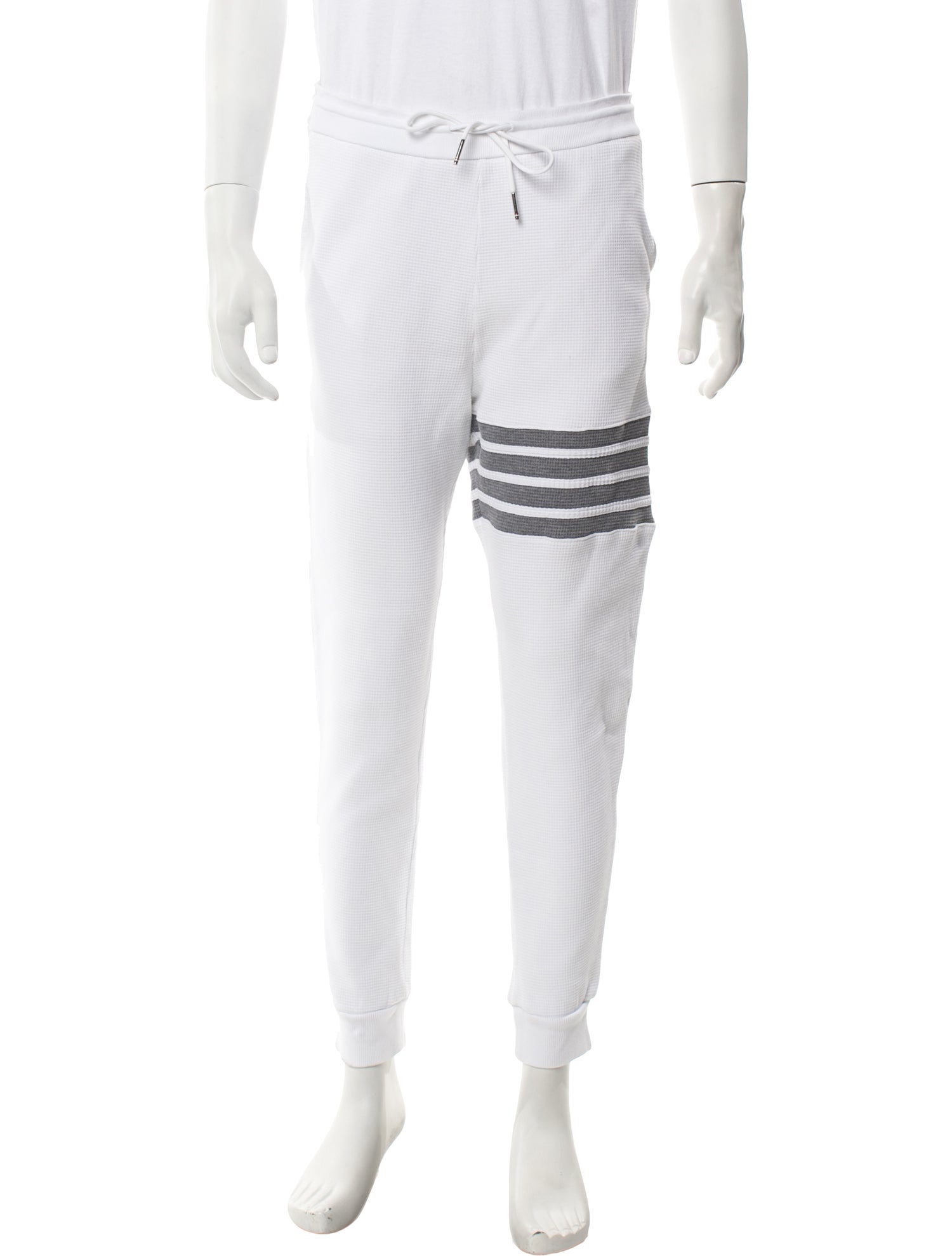 Thom Browne Waffle 4-Bar Striped Lounge Bottoms