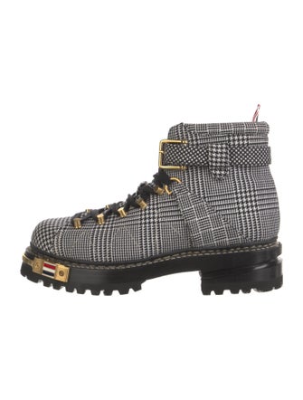 Thom Browne Printed Leather Trim Embellishment Lace-Up Boots