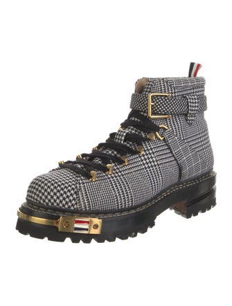 Thom Browne Printed Leather Trim Embellishment Lace-Up Boots