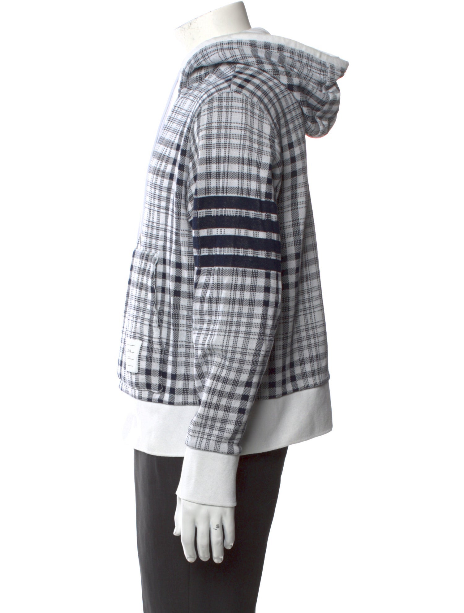 Thom Browne 4 Bar Plaid Plaid Print Hoodie