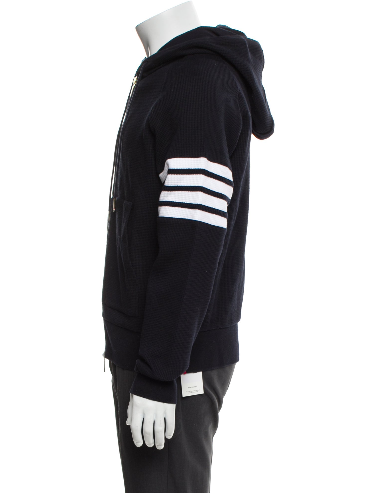 Thom Browne Waffle Knit 4-Bar Crew Neck Hoodie