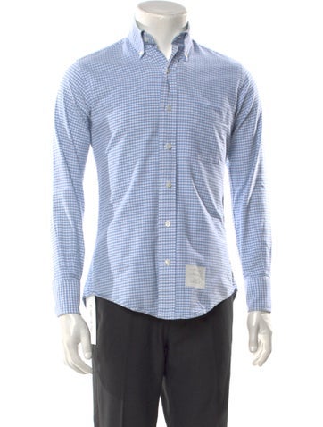 Thom Browne Dress Shirts x Barneys Plaid Check Long Sleeve Print Shirt XS